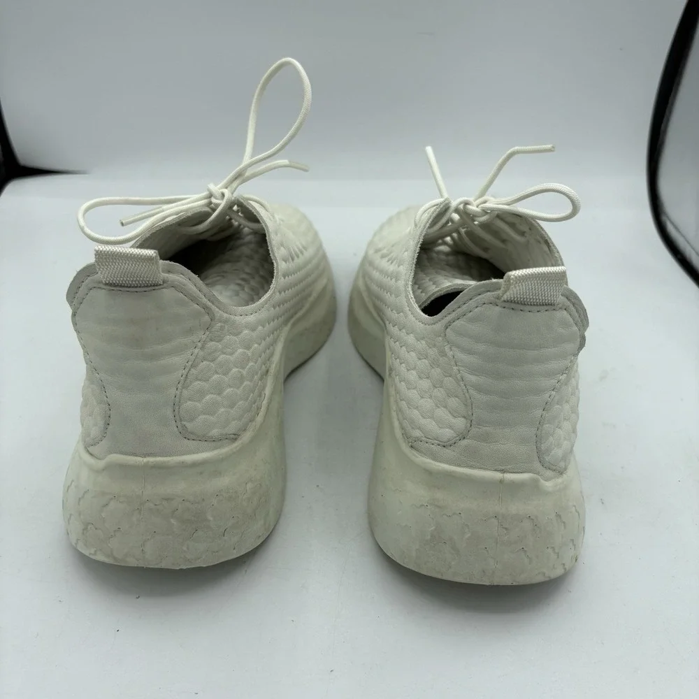 ECCO‎ Shoes Mens Size 7 7.5 White Therap Lace Comfort Honeycomb Leather Sneakers